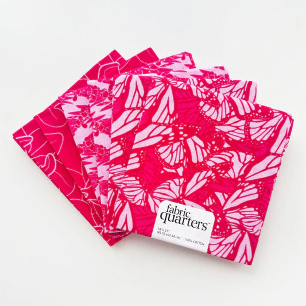 Paintbrush Studio 6 Fat Quarters - 3 Prints x 2 of Each Pink Butterflies 100% Cotton Fabri-Quilt